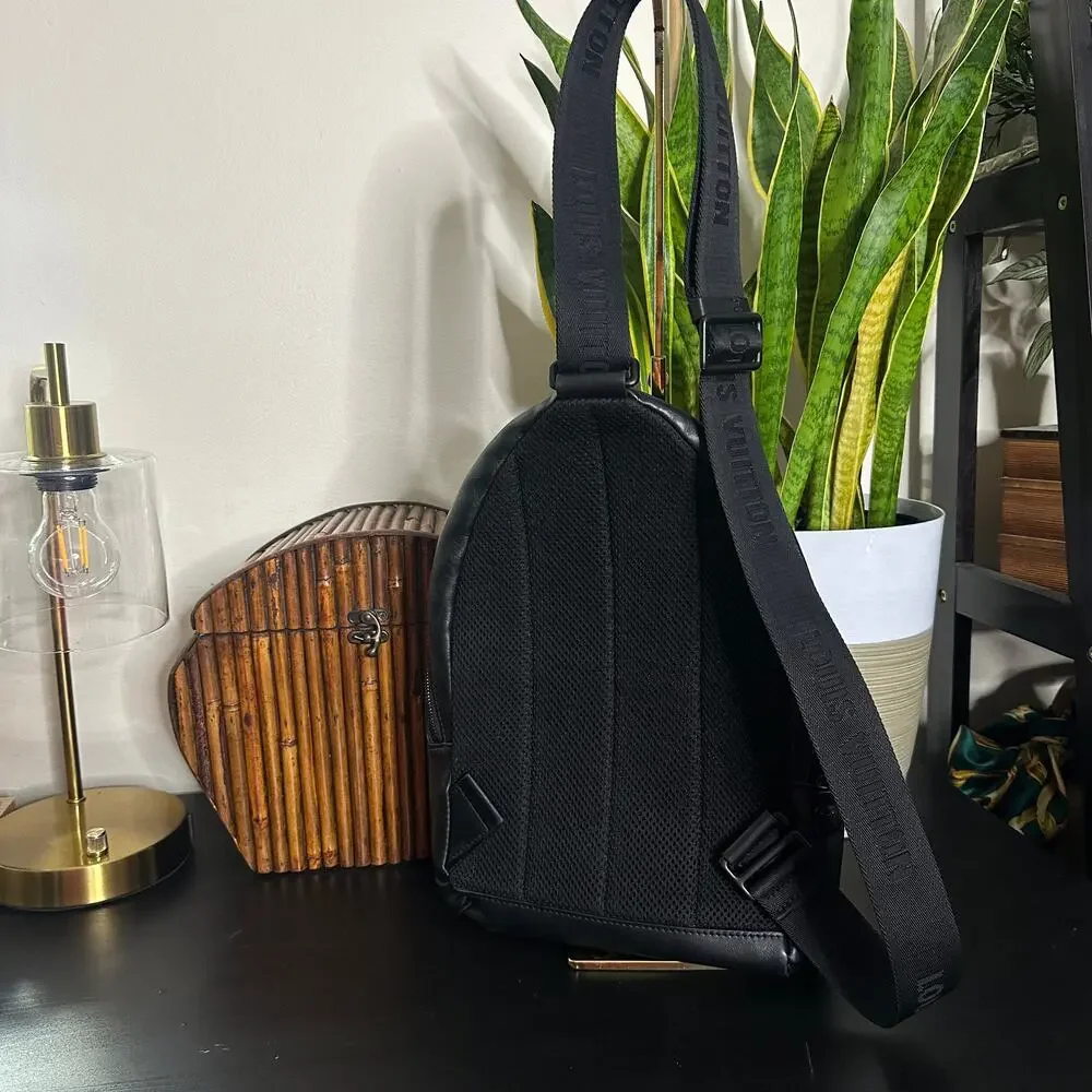 LOUIS VUITTON Racer Slingbag Backpack Monogram Shadow Leather Black